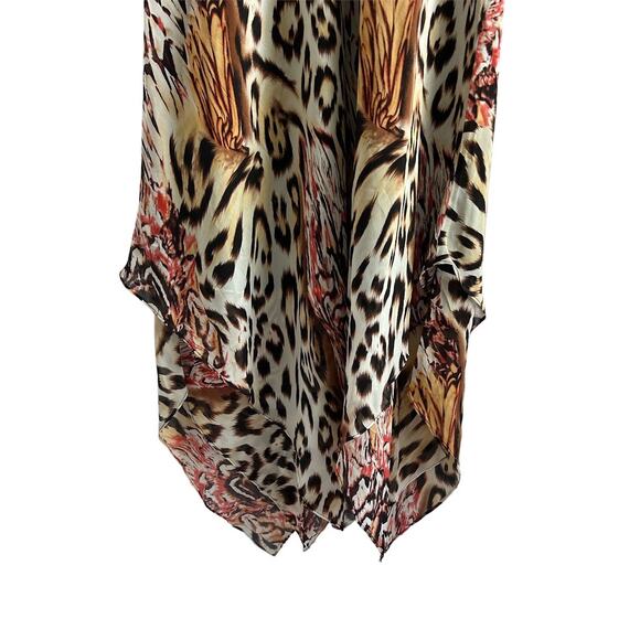 Lapis Vintage Size 1X 100% Silk Y2K Animal Print Handkerchief Hem Maxi Dress - Picture 3 of 7